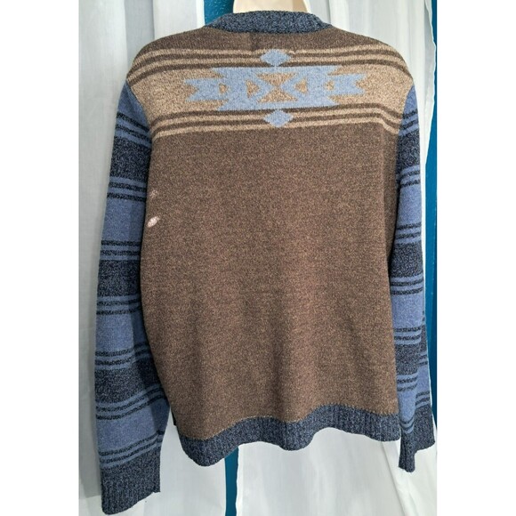Woolrich Zip Up Sweater Womens Size Large Aztec Blue Brown Aztech Lambs Wool - Picture 4 of 11